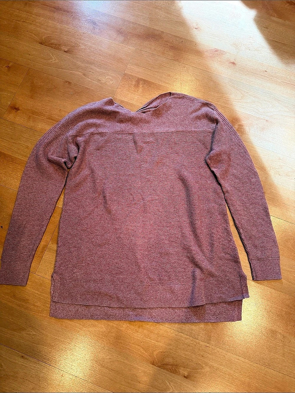 ELLE Bow Back Ribbed Tunic Sweater Pink Size Medium